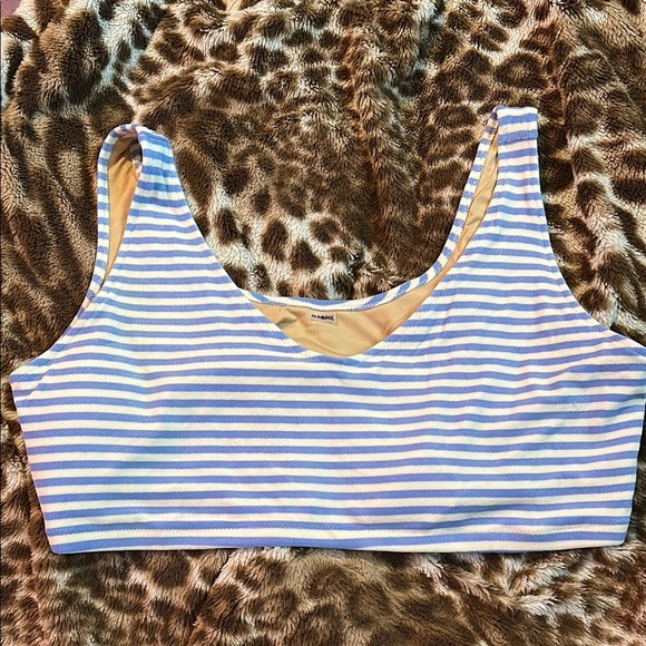 Old Navy Blue and White Striped Bathing Suit Top - Picture 1 of 5